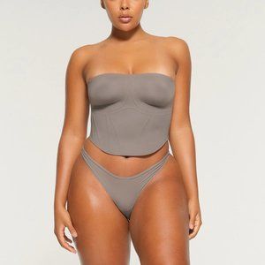 SKIMS - Bonded Cropped Corset - Large - Steel (Gray)